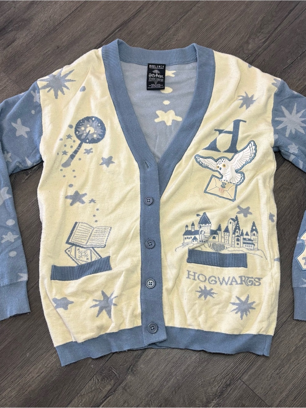 Harry Potter Hogwarts Icons AOP Cardigan BoxLunch Exclusive Size XS Owl